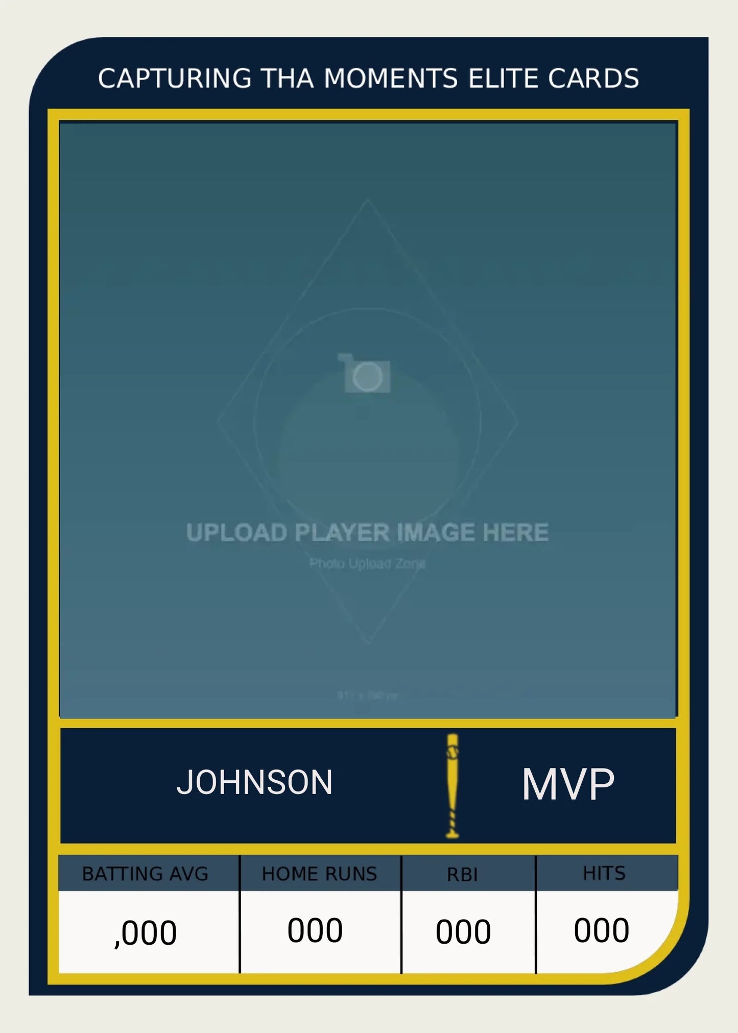 ELITE GOLD baseball mockup empty card 2