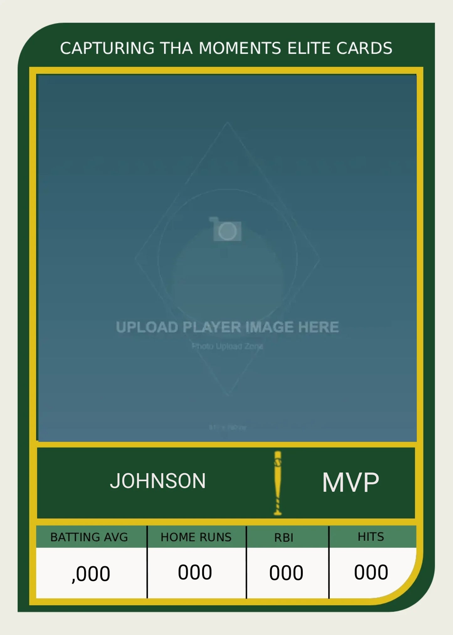 CLASSIC GREEN baseball mockup empty card 2