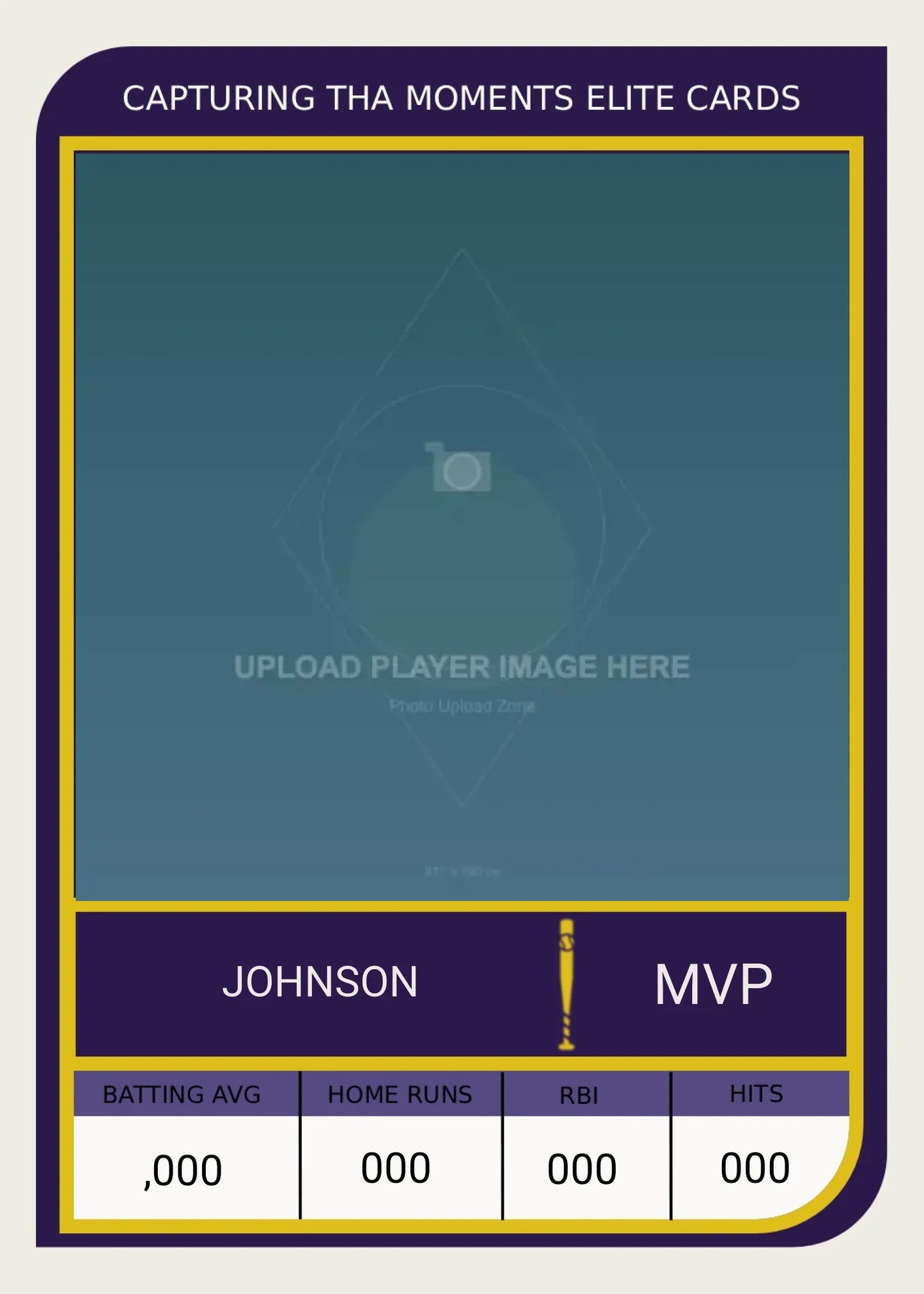 LEGEND PURPLE baseball mockup empty card 2